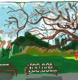 A drawing of a park, drawn by Jolie