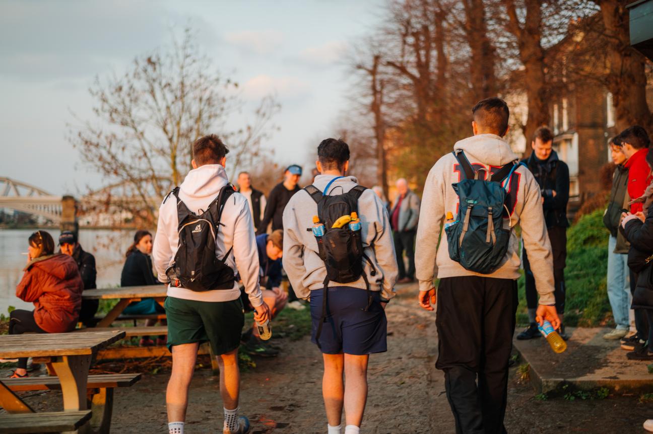 Photo of Ben walking with his friends