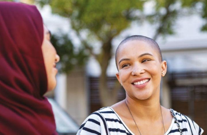 Two women talking