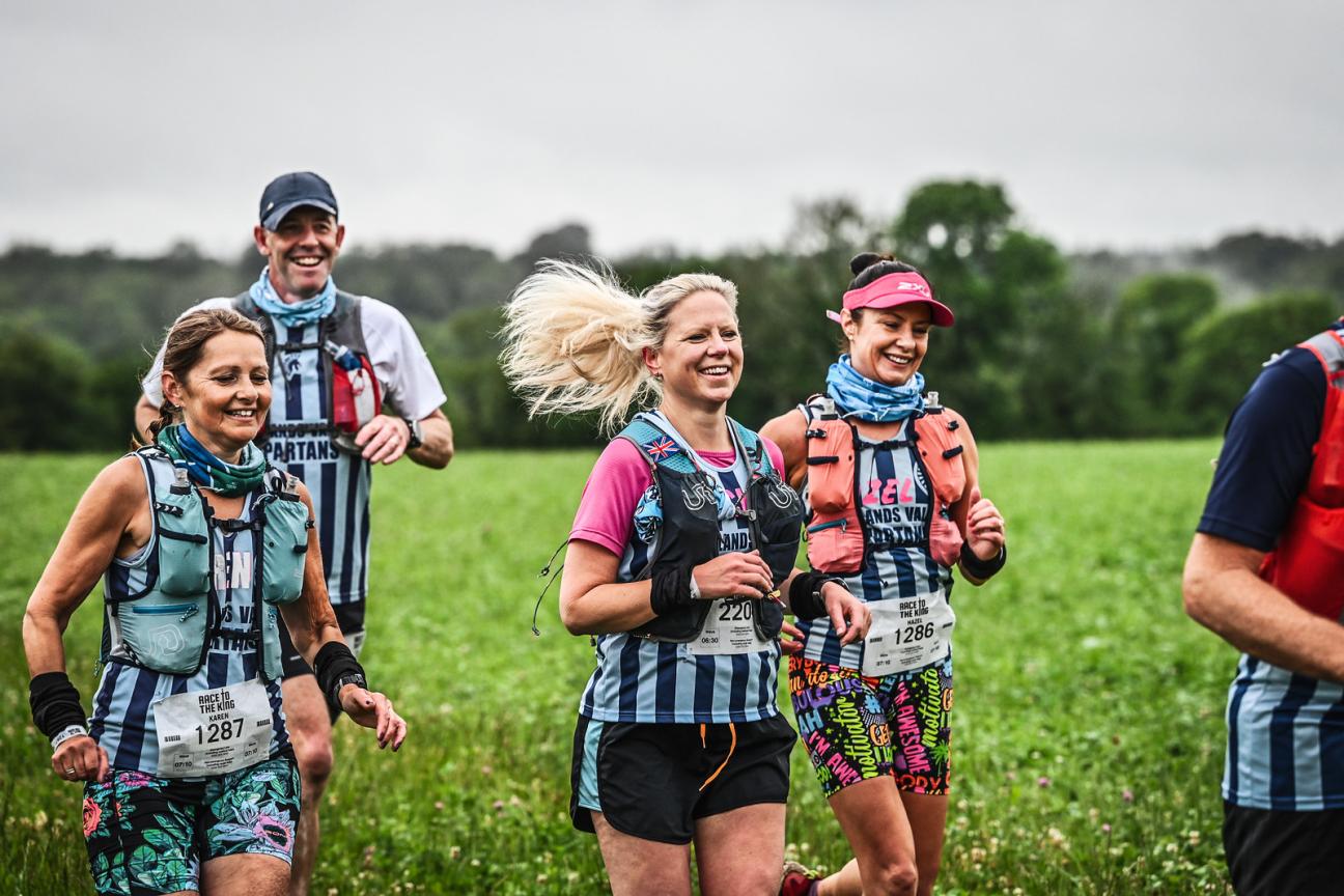 Women and men running