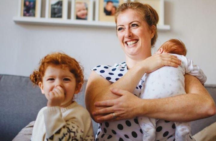 Mother, toddler and baby