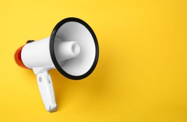 Megaphone on yellow background