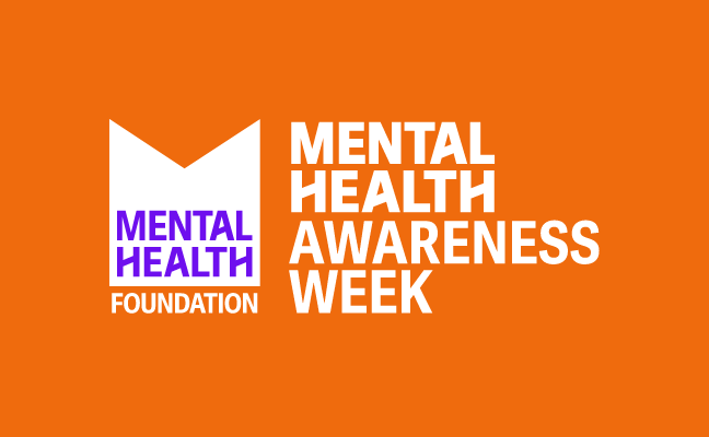 Mental Health Awareness Week logo on an orange background