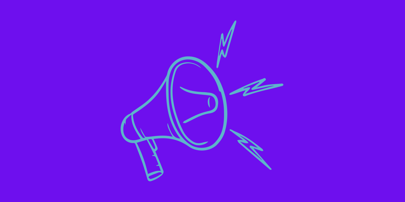 Illustration of a megaphone on a purple background