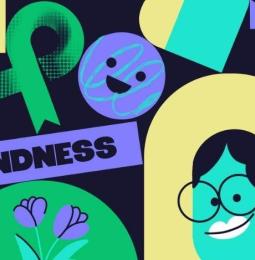 Colourful graphic with the text 'kindness'