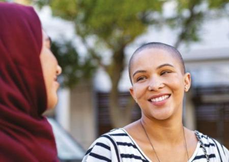 Two women talking