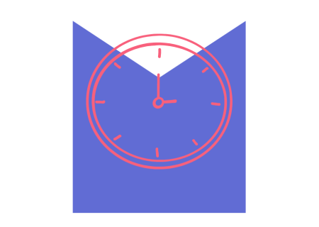 Drawing of clock face on M shaped graphic